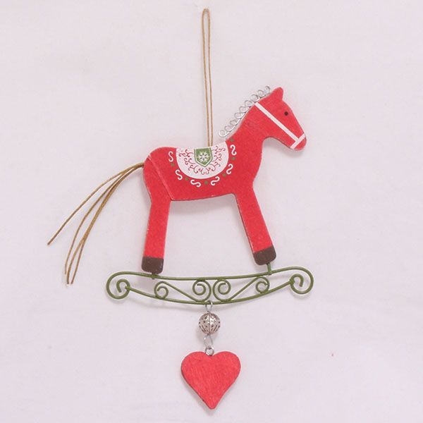 Červený závěsný houpací kůň - vintage