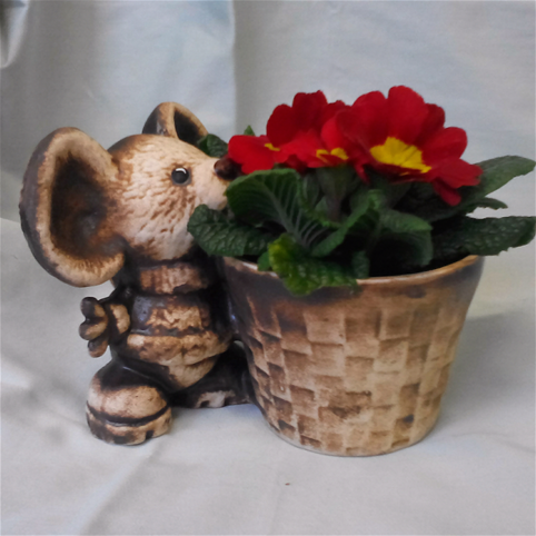 Keramický květináč myšák s košíkem