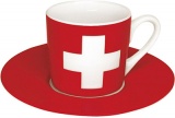 Hrnek na espresso se švýcarskou vlajkou
