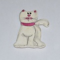 Magnet bílá kočka s růžovou mašlí