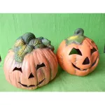 Keramická Halloweenská dýně střední barevná