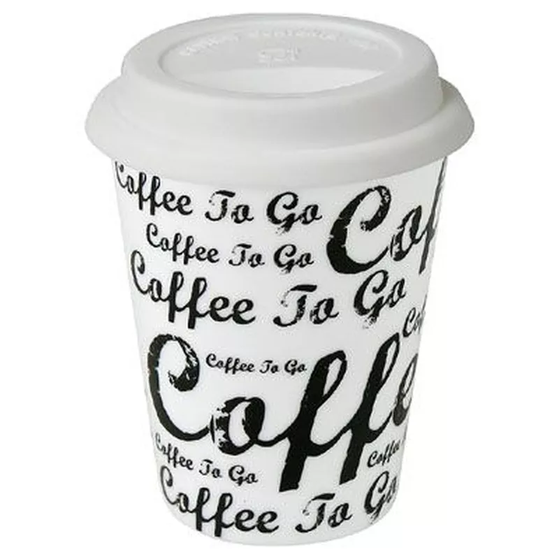 Coffee to go white - hrnek se silikonovým víčkem