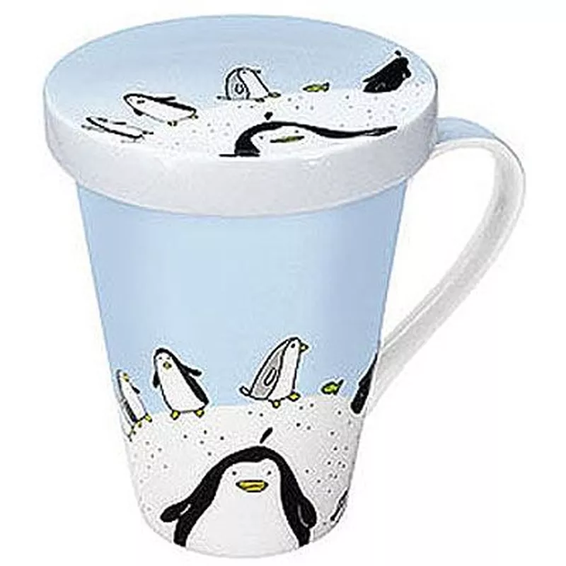 Globetrotter/Penguin - hrnek s víčkem - tučňák