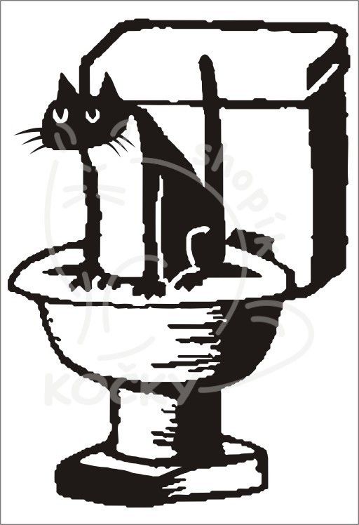 Samolepka kočka na WC 0035