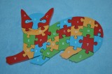 Dřevěná puzzle skládačka pro děti kočka 