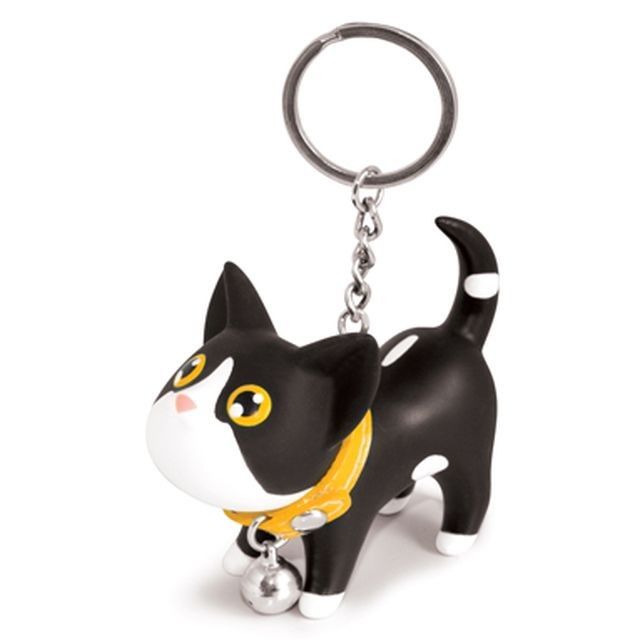 Přívěšek na klíče černo-bílá kočka MTM